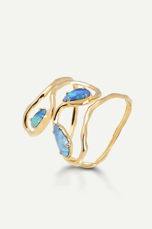 Soleil Double Bangle With Three Opal Shell