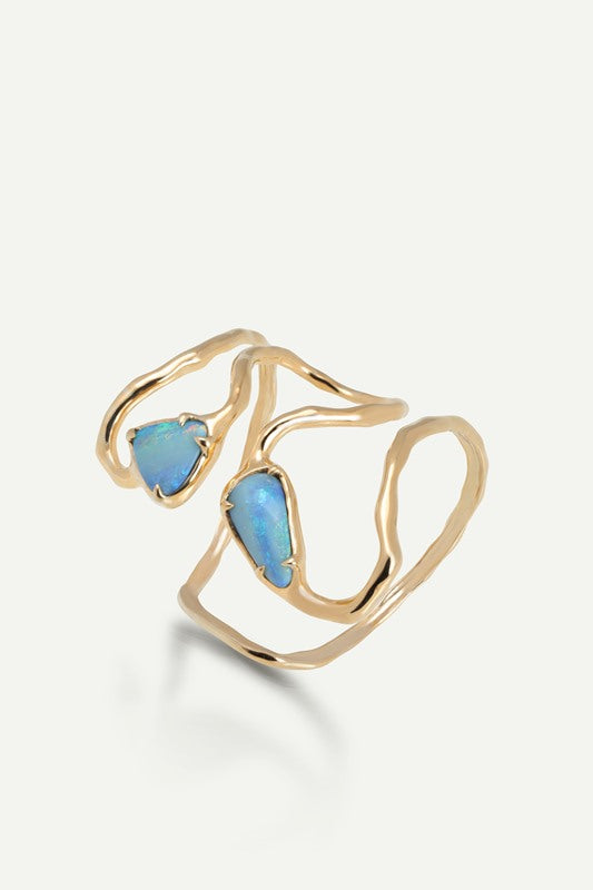 Soleil Double Bangle With Two Opal Shell